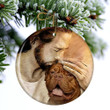 Dogue De Bordeaux With Jesus Hug in Hand Ceramic Ornament for Dog Lovers