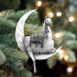 Llama Sits On The Moon Flat Acrylic Hanging Ornament Animals Shaped
