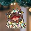 Pug Christmas Light Flat Acrylic Hanging Ornament Animals Shaped