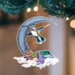 Humming Bird Blue Moon Flat Acrylic Hanging Ornament Animals Shaped