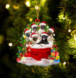 Pug Dogs In A Gift Bag Christmas Ornament Flat Acrylic Dog Ornament