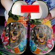 Black Dachshund Butterfly Colorful Crocs Clog Shoes for Dog Lovers