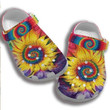 Hippie Cute Sunflower Croc Shoes Hippie Tie Dye Sunflower Crocs Sunflower Lovers Crocs