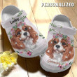 Personalized Cavalier King Charles Crocs Clog Shoes, Heart Leather Pattern for Dog Mom