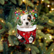 Parson Russell Terrier In Snow Pocket Christmas Ornament Flat Acrylic Dog Ornament