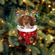 Pocket Beagle. In Snow Pocket Christmas Ornament Flat Acrylic Dog Ornament