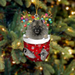 Grey Keeshond In Snow Pocket Christmas Ornament Flat Acrylic Dog Ornament