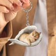 Munchkin Cat Sleeping in the Wing Angel Acrylic Keychain Memorial Gift for Cat Lovers