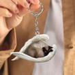 Siamese Cat Sleeping in the Wing Angel Acrylic Keychain Memorial Gift for Cat Lovers