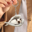 Birman Cat Sleeping in the Wing Angel Acrylic Keychain Memorial Gift for Cat Lovers