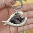 Chartreux Cat Sleeping in the Wing Angel Acrylic Keychain Memorial Gift for Cat Lovers