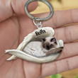 Himalayan Cat Sleeping in the Wing Angel Acrylic Keychain Memorial Gift for Cat Lovers