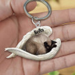 Siamese Cat Sleeping in the Wing Angel Acrylic Keychain Memorial Gift for Cat Lovers