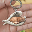 Persian Cat Sleeping in the Wing Angel Acrylic Keychain Memorial Gift for Cat Lovers