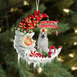 Great Pyrenees On The Moon Merry Christmas Hanging Ornament Flat Acrylic Dog Ornament
