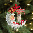 Akita On The Moon Merry Christmas Hanging Ornament Flat Acrylic Dog Ornament