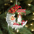 Cavalier King Charles Spaniel On The Moon Merry Christmas Hanging Ornament Flat Acrylic Dog Ornament