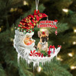 French Bulldog On The Moon Merry Christmas Hanging Ornament Flat Acrylic Dog Ornament