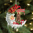 Goldendoodle On The Moon Merry Christmas Hanging Ornament Flat Acrylic Dog Ornament