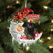 Black Pug On The Moon Merry Christmas Hanging Ornament Flat Acrylic Dog Ornament