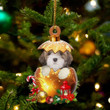 Lhasa Apso In in Golden Egg Christmas Ornament, Flat Acrylic Dog Ornament