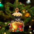 Miniature Schnauzer In in Golden Egg Christmas Ornament, Flat Acrylic Dog Ornament