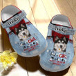 Personalized Husky in Pocket Crocs, Custom Name Husky Clog Shoes for Dog Mom, Dog Dad
