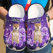 Personalized Shiba Inu with Purple Flowers Crocs Clog Shoes for Shiba Inu Lovers