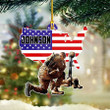 Customized Soldiers Knees Under American Flag acrylic Ornament for Veteran