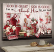 Cardinal Painting God Is Great God Is Good Kitchen Wall Art Canvas for Dining Room
