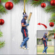 Custom Photo Cricket Players Christmas Ornament for Cricket Lovers, Gift for Man who loves Cricket