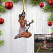 Custom Photo Tennis Girl Christmas Ornament, Tennis Man Flat Acrylic Ornament for Him