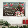 Cardinal Thorn Ring, Jesus is reason for Season Wall Art Canvas for Christmas