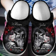 Personalized Rose Skull Couple Crocs for Husband and Wife, Skull Couple Clog Shoes for Men & Women