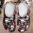 Santa Skull Pattern Croc Shoes Christmas Skulls Crocband Clog, Custom Name Skull Crocs for Men, Women