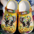Customized Elephant Hippie and Sunflowers Art Crocs Clog Shoes for Women and Men