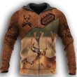 Customized Hunting Hoodie Brown Leather Pattern, Deer Hunting 3D All Over Print Shirt, Hunting Gift For Him