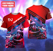 Customized 3D Red DJ Zip Hoodie For DJ Lover, Disc Jockey Player EDM Party Gift, DJ Shirt