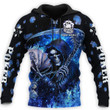 Blue Fire Death Poker Shirt, Cool Poker Hoodie Men, Skull Poker Clothing For Him