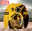 Custom Name Poker 3D Shirt Gold Pattern, Poker Zip Up Hoodie, Gift For A Poker Player