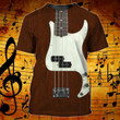 Bass Guitar 3D All Over Printing T Shirt For Guitar Lover, Best Quality Sublimation Shirts For Bass Guitar Men