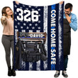 Customized USA Flag Police Badge Blanket for Police Man, Come Home Safe Police Blanket for Dad and Mom