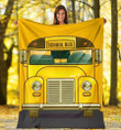 Customized School Bus Blanket for School Bus Driver, Gift for Him Fleece and Sherpa School Bus Blanket