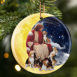 Beagles With God Sits on the Moon Ceramic Ornament for Dog Lovers