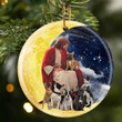 French Bulldogs With God Sits on the Moon Ceramic Ornament for Dog Lovers