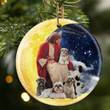 Shih Tzus With God Sits on the Moon Ceramic Ornament for Dog Lovers