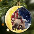 Pitbulls With God Sits on the Moon Ceramic Ornament for Dog Lovers