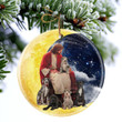 Great Danes With God Sits on the Moon Ceramic Ornament for Dog Lovers