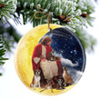 Boxers With God Sits on the Moon Ceramic Ornament for Dog Lovers
