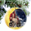 Miniature Schnauzers With God Sits on the Moon Ceramic Ornament for Dog Lovers